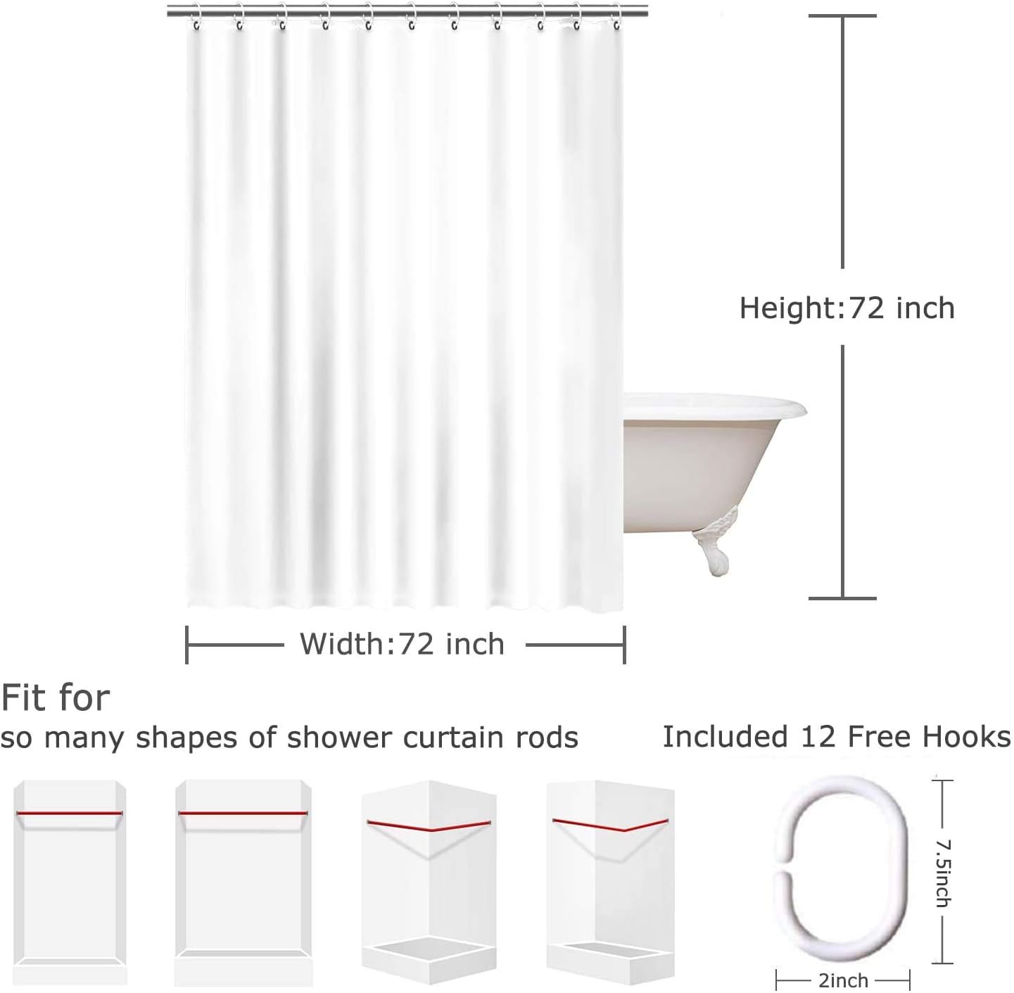 Shower Curtain with Fruit Calligraphy Design 72x72 Inch