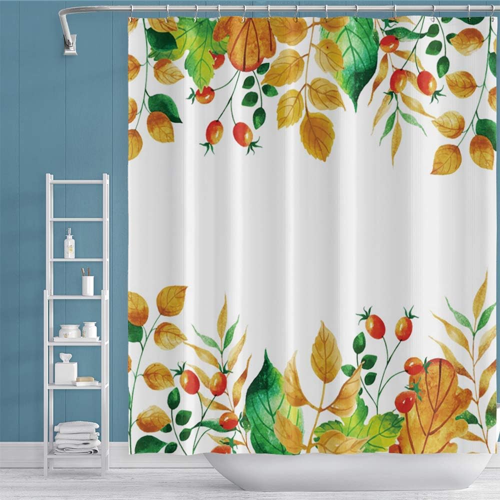 OERJU Watercolor Plants Shower Curtain 60x72inch