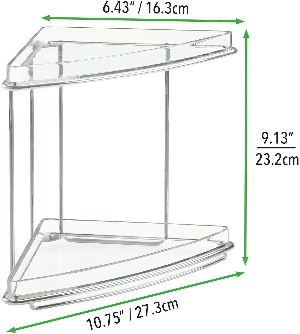 LKOP Corner Storage Caddy with 2 Shelves - Clear Chrome
