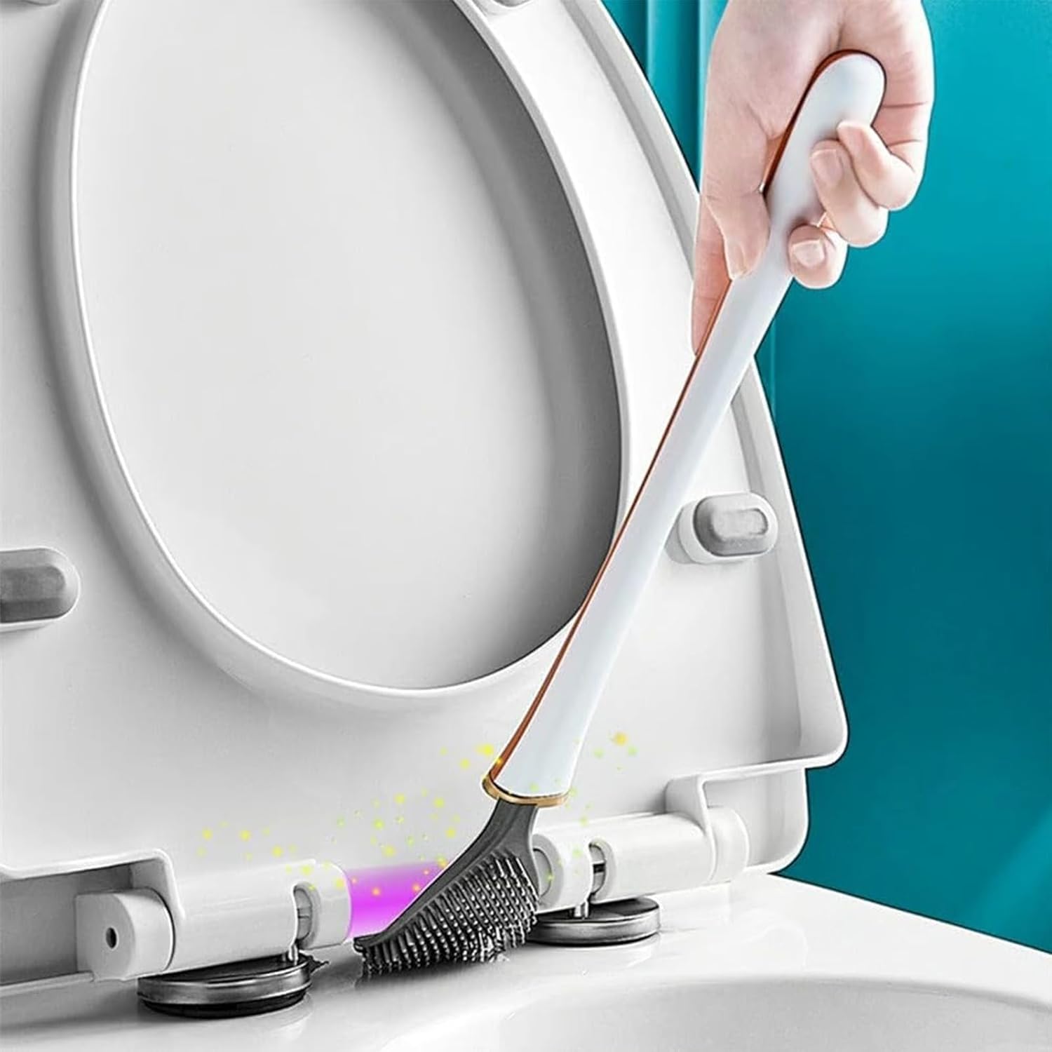 Heykomi Modern Flexible Silicone Toilet Brush Set with Holder 1