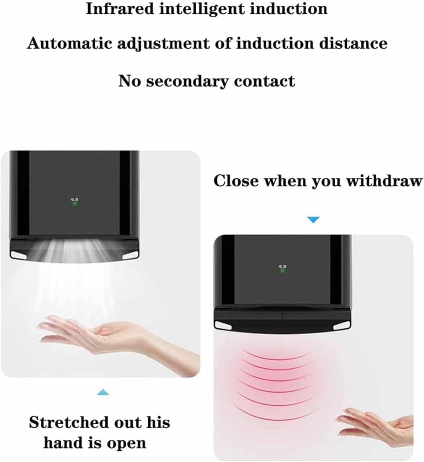 Automatic Touch-Free Hand Dryer with PTC Heating 1250W High Speed Black 1