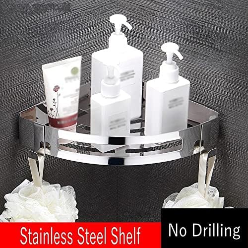 Stainless Steel Wall Mount Shower Caddy with No Drilling Option