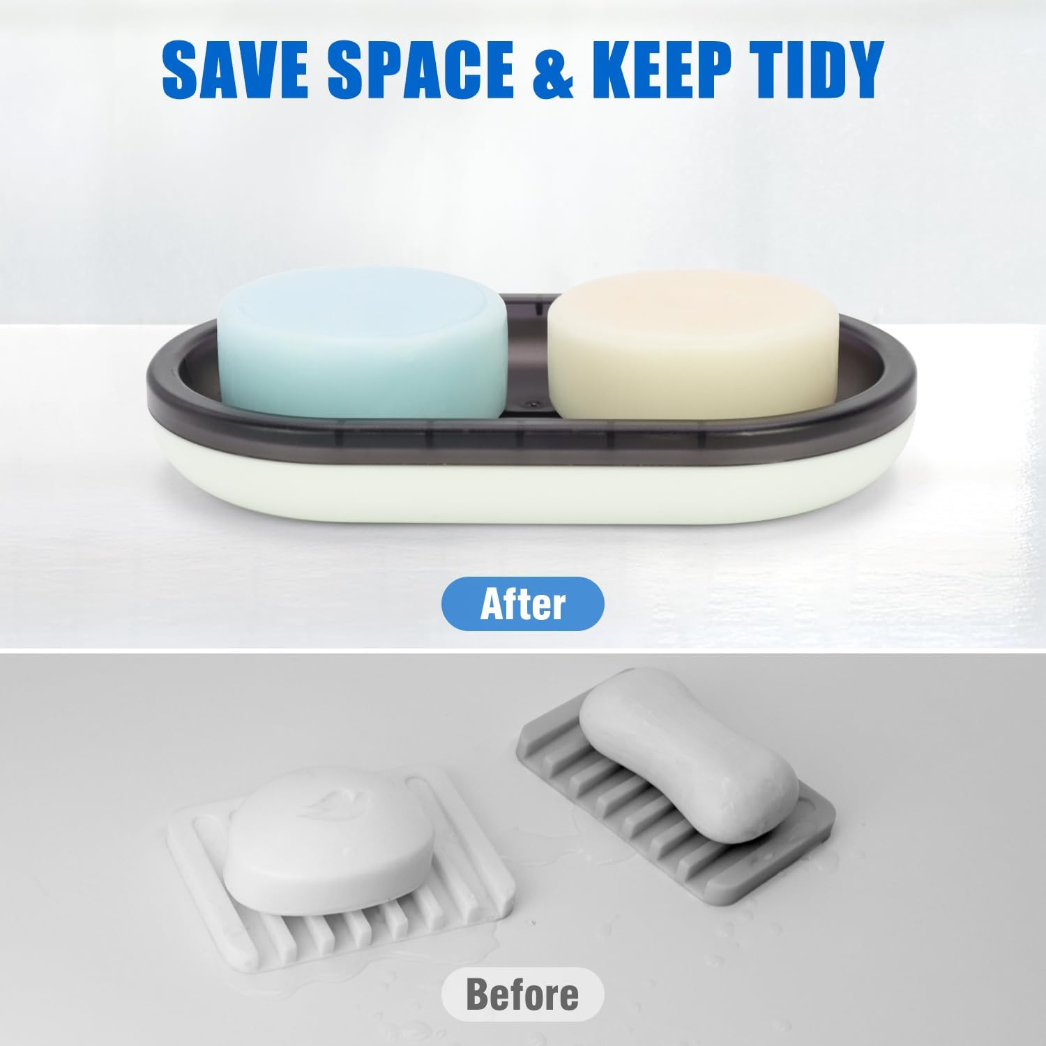 Oversized Shampoo Bar Holder with Drainage Black White