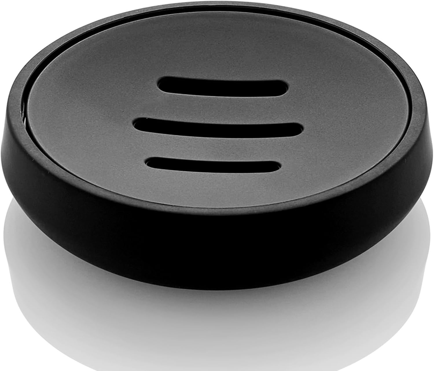 Matte Black Round Soap Dish Dual Layer Bathroom Kitchen