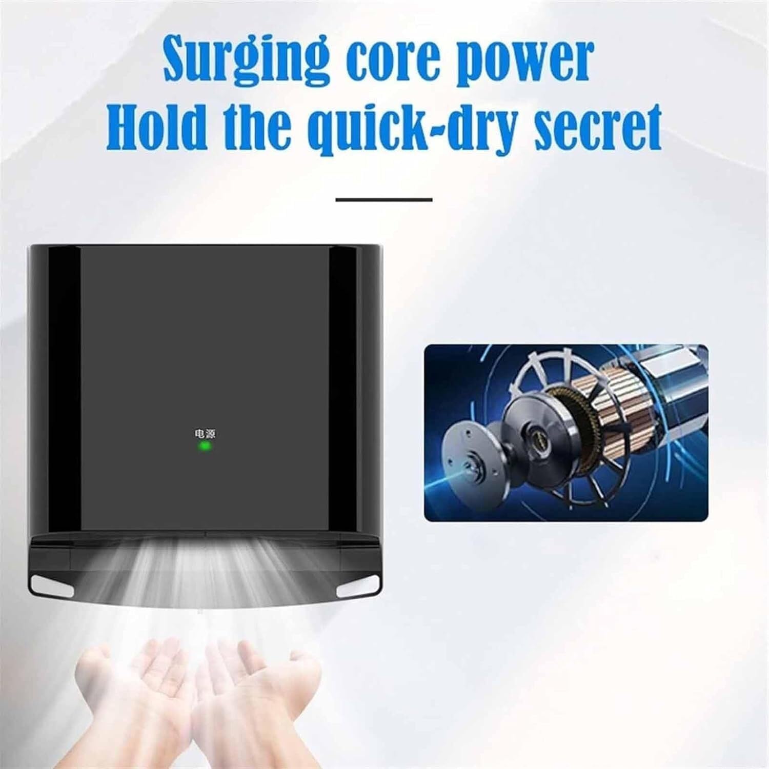 Automatic Touch-Free Hand Dryer with PTC Heating 1250W High Speed Black 1
