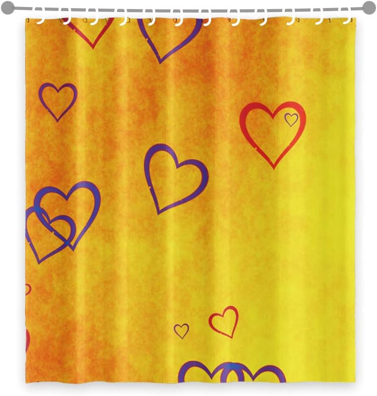 OERJU 60x72inch Red Purple Heart Shower Curtain Set