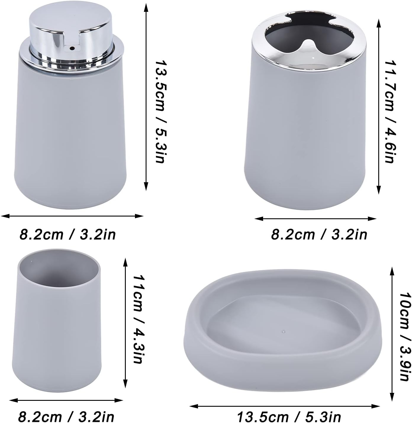 4 Piece Stainless Steel Bathroom Accessories Set - Modern and Durable