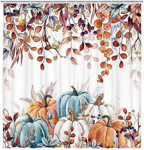 Fall Harvest Thanksgiving Pumpkin Shower Curtain 72x72in