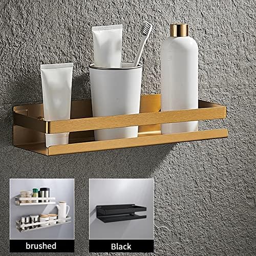 Modern Matt Black Gold Shower Caddy with Adjustable Height