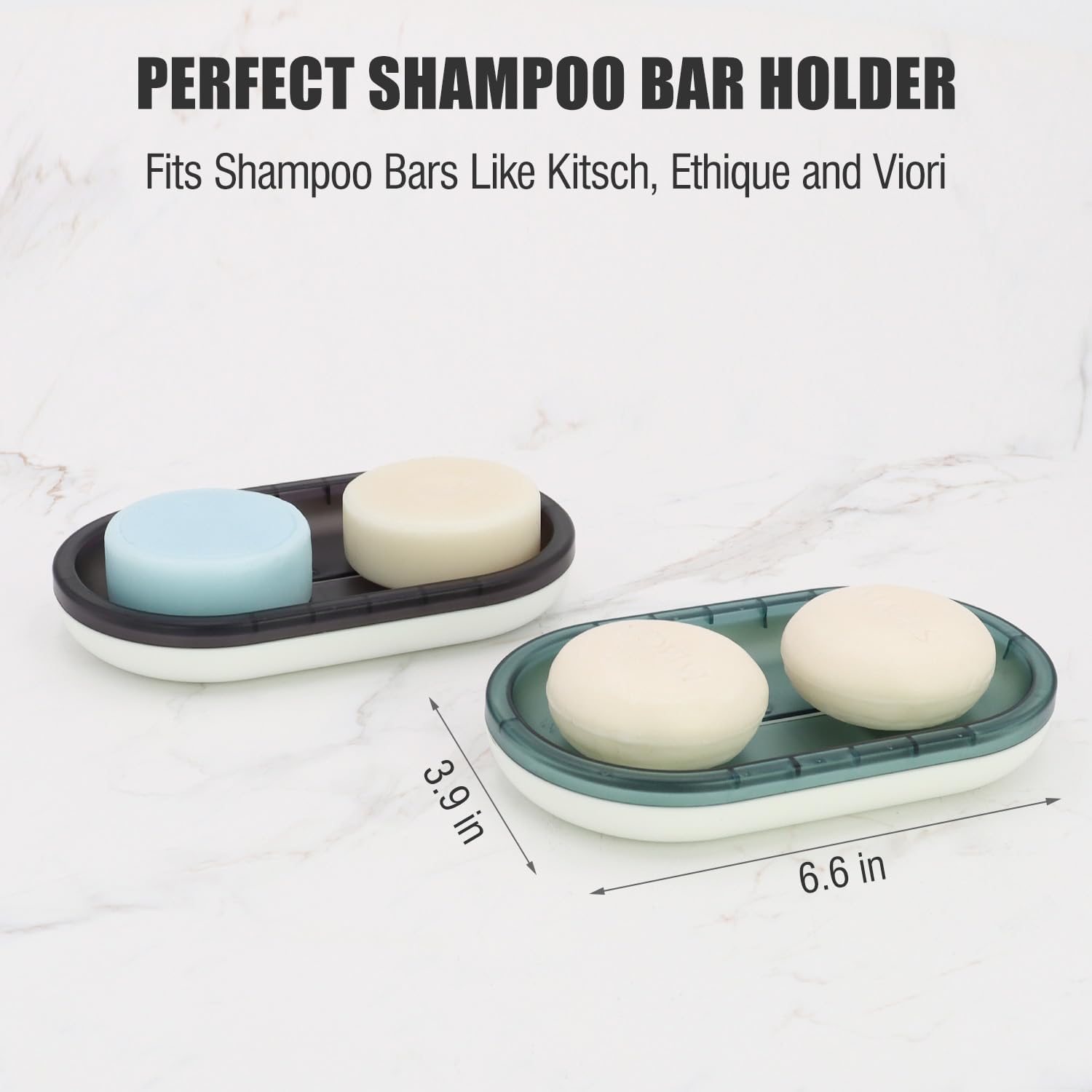 Oversized Shampoo Bar Holder with Drainage Black White