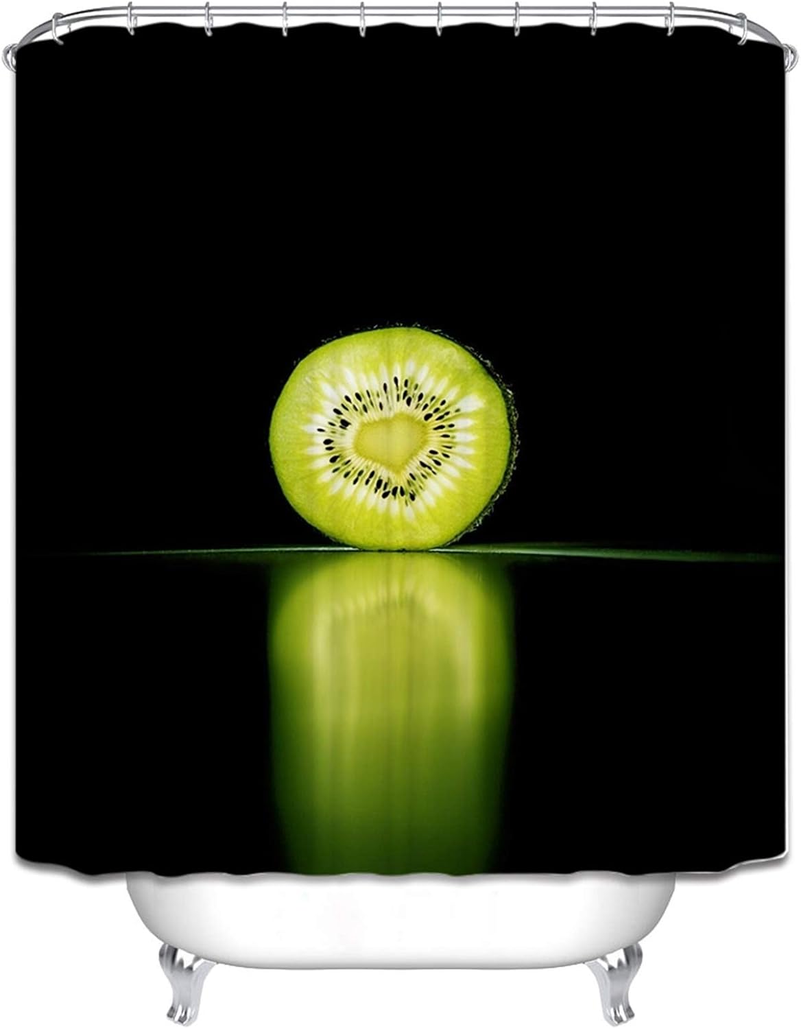 Mesnt Polyester Shower Curtain with Hooks Kiwi Design 35x71in