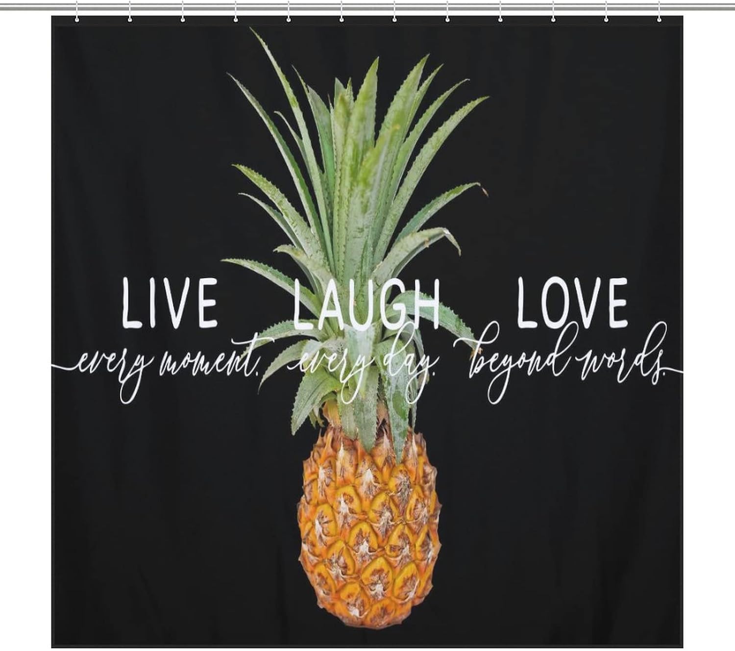 Lovely Pineapple Fruit Black Shower Curtain Liner Set