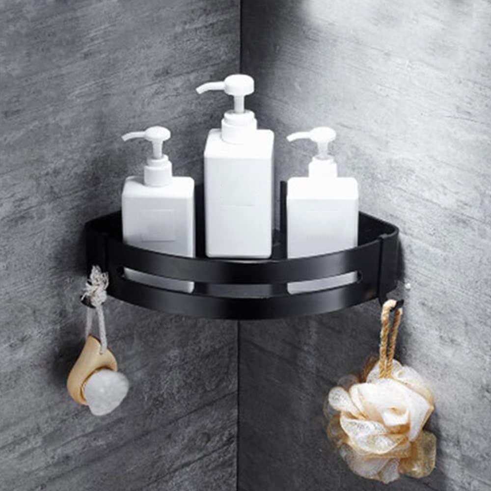Matte Black Shower Caddy with Wall Mount and Corner Organizer