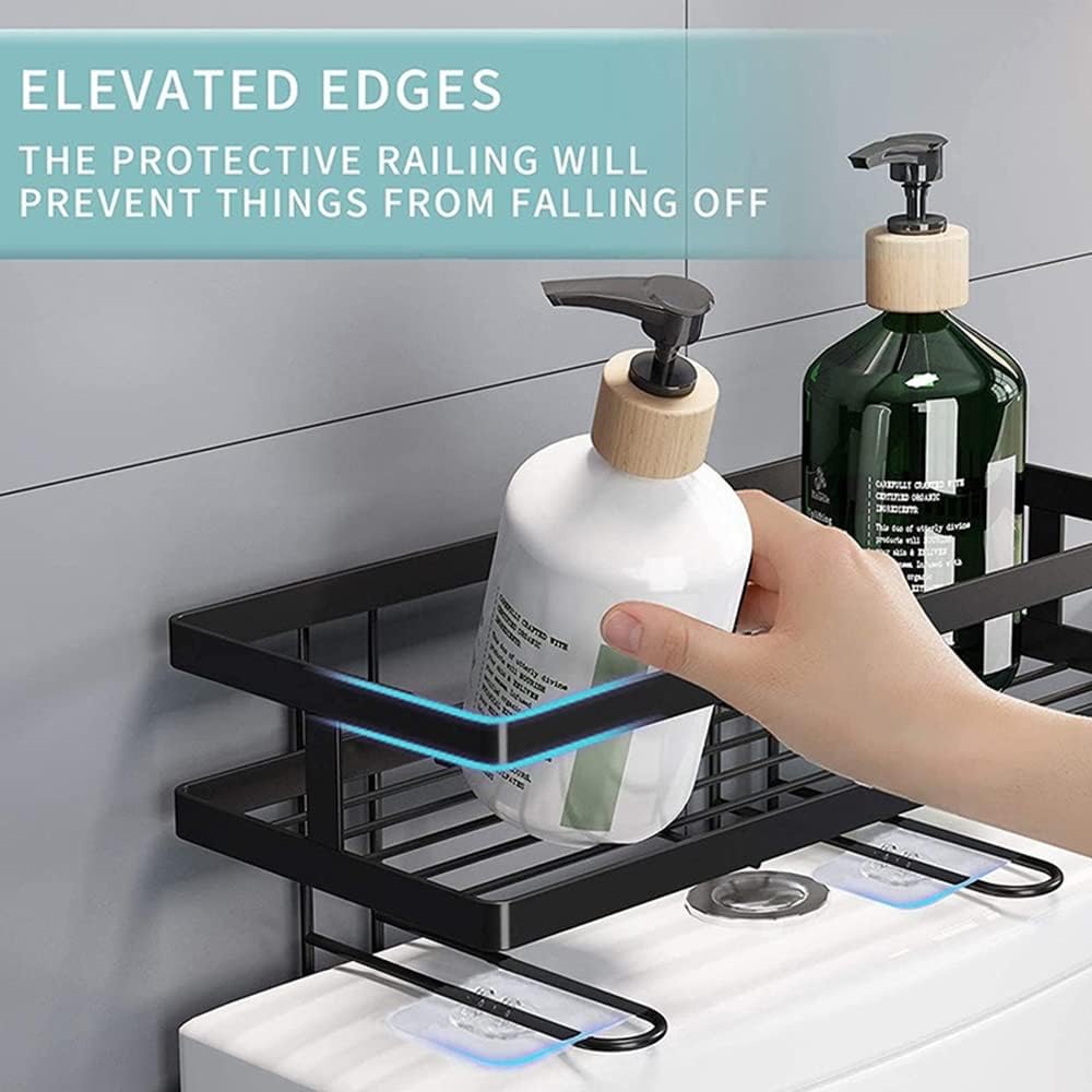 Wall-Mounted Shower Shelf Racks Black Multifunctional Bath Organizer