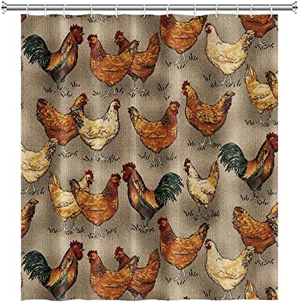 DORCEV 65x72inch Rustic Farm Animal Chicken Shower Curtain