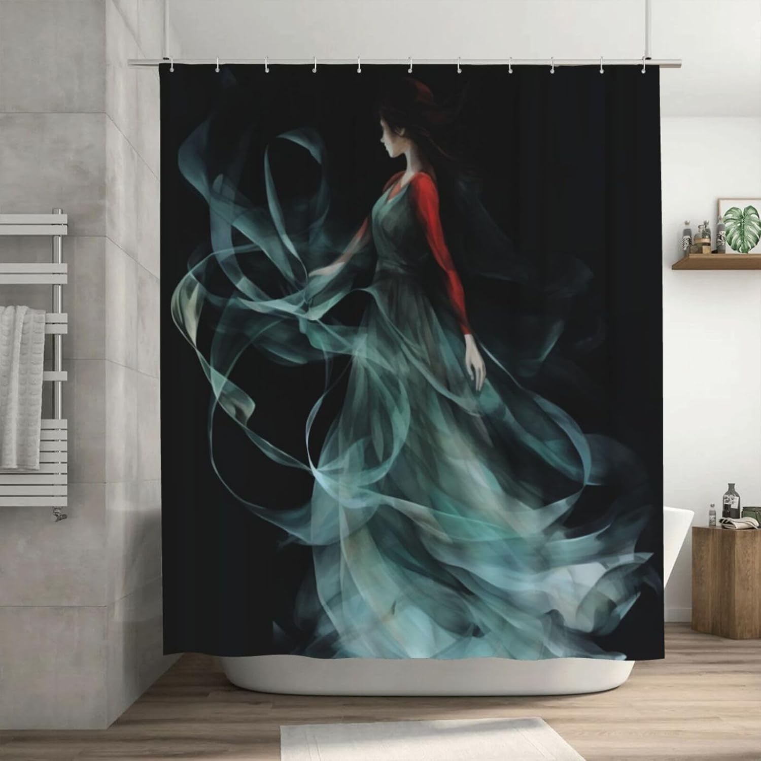 Dancing Girl Shower Curtain Set with 12 Hooks