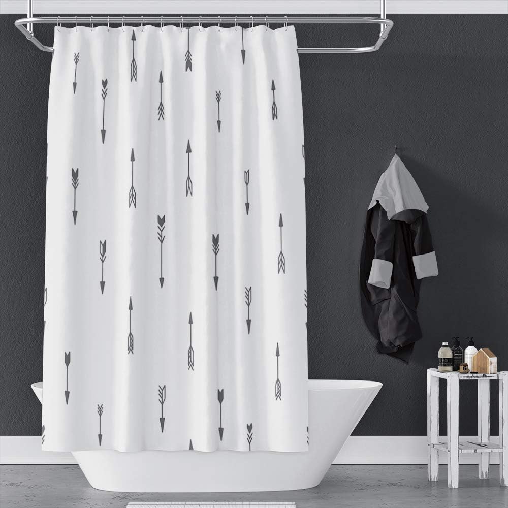 OERJU Grey Arrows Shower Curtain Set 72x72inch