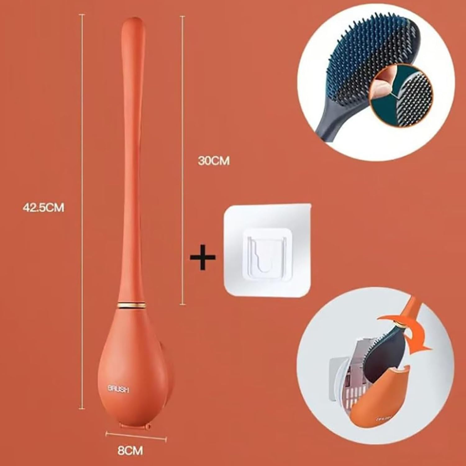 Heykomi Modern Flexible Silicone Toilet Brush Set with Holder 1