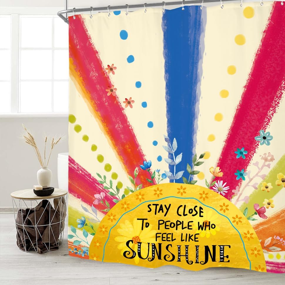 Miyotaa Vibrant Sun Kids Shower Curtain Set