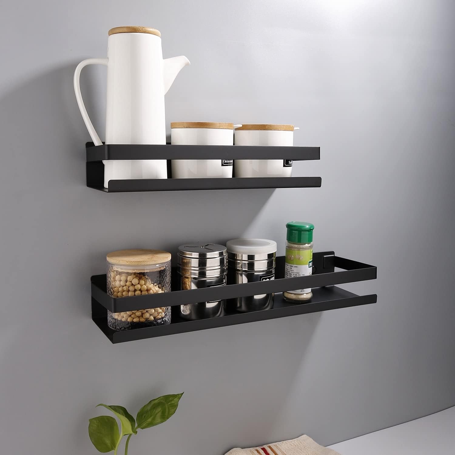Shower Caddy Black 20cm Wall Mount Organizer