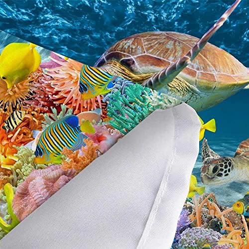 DYNH Sea Turtle Fabric Shower Curtain 69x70 Inch with Hooks Blue Bath Curtain