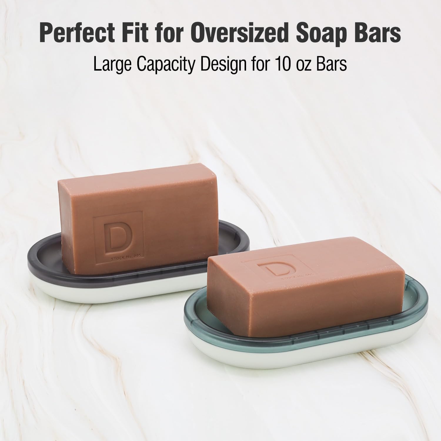 Oversized Shampoo Bar Holder with Drainage Black White