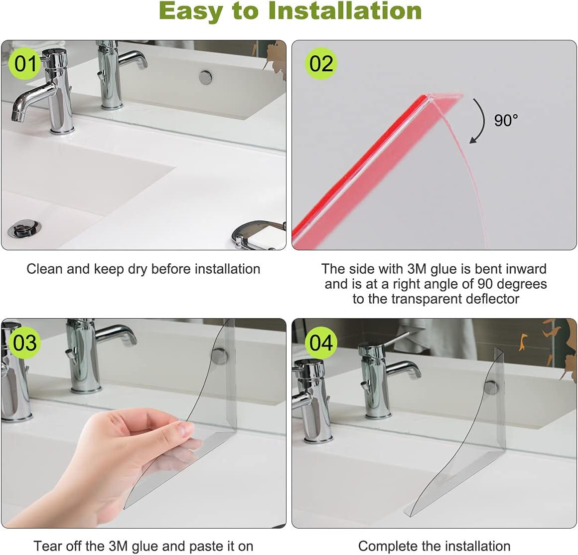 2 Pack Bathtub Splash Guard with 3M Viscose Clear EVA Plastic