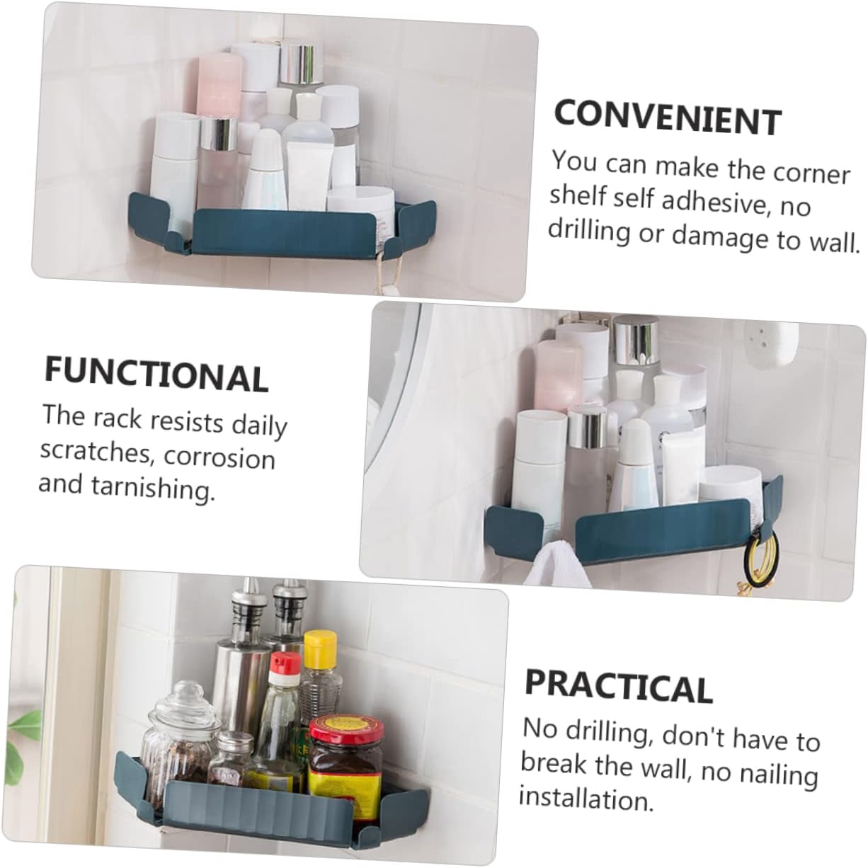 Beatifufu Bathroom Storage Holder Corner Shelf Adhesive Organizer