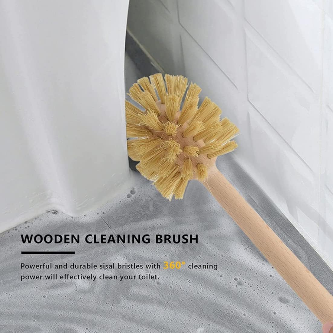 Beechwood Toilet Brush 2PCS 14x3in Non Slip Reusable