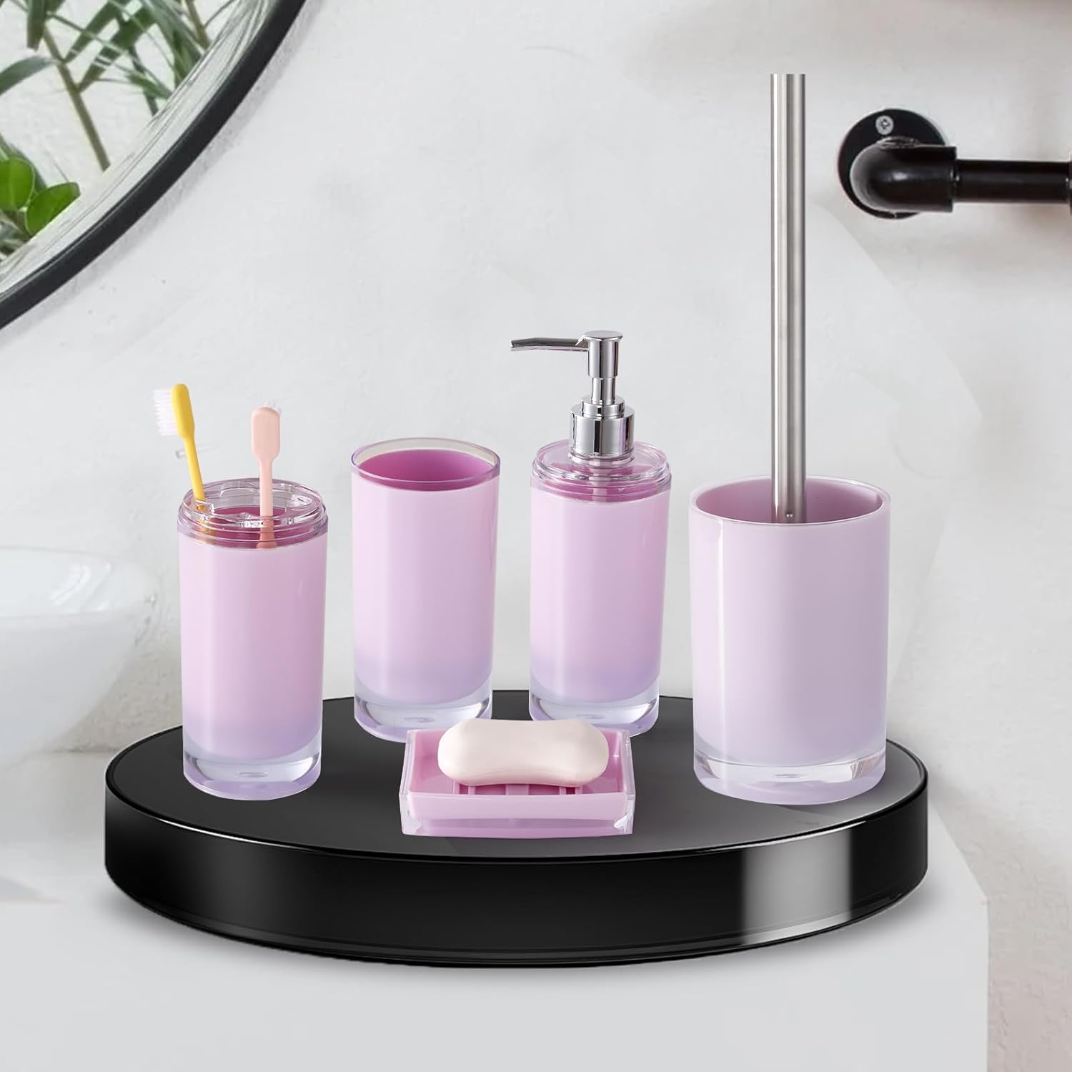 5 Pcs Purple Acrylic Bathroom Accessory Set