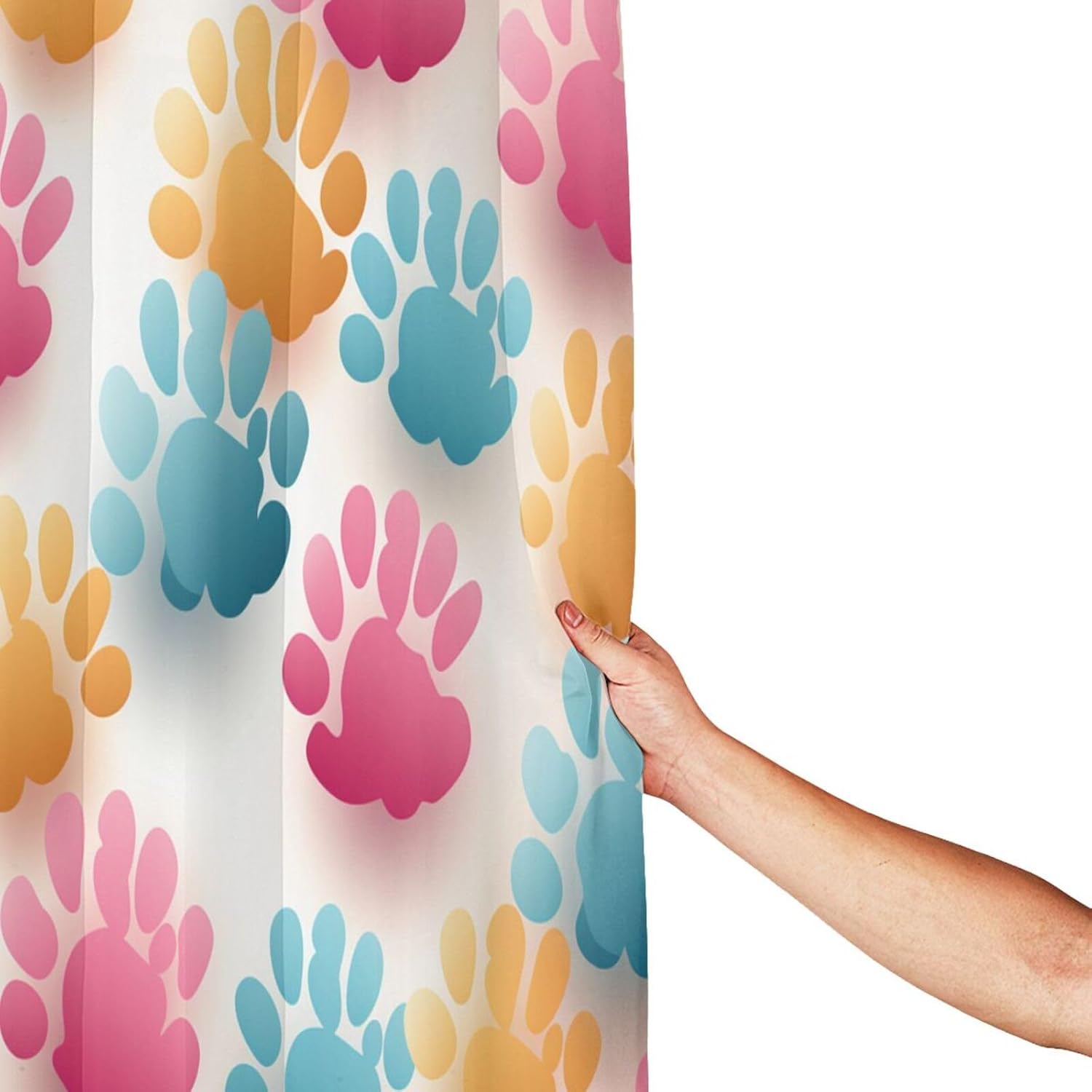 DAOWANGZUO Animal Paw Prints Shower Curtain Set 1