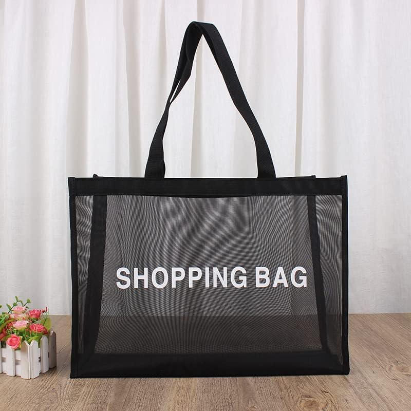 Black Portable Mesh Shower Caddy Quick Dry Tote Bag