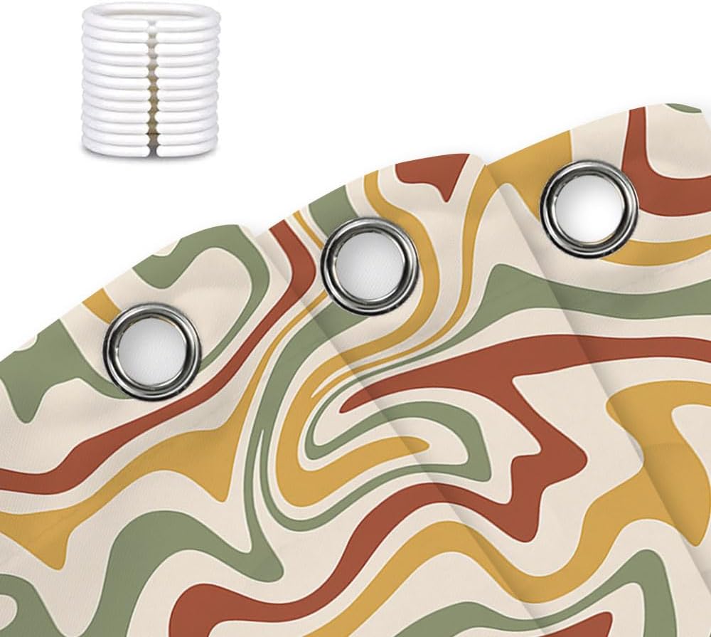 Dongbei Boho Sage Green 72X72in Shower Curtain with Hooks 1