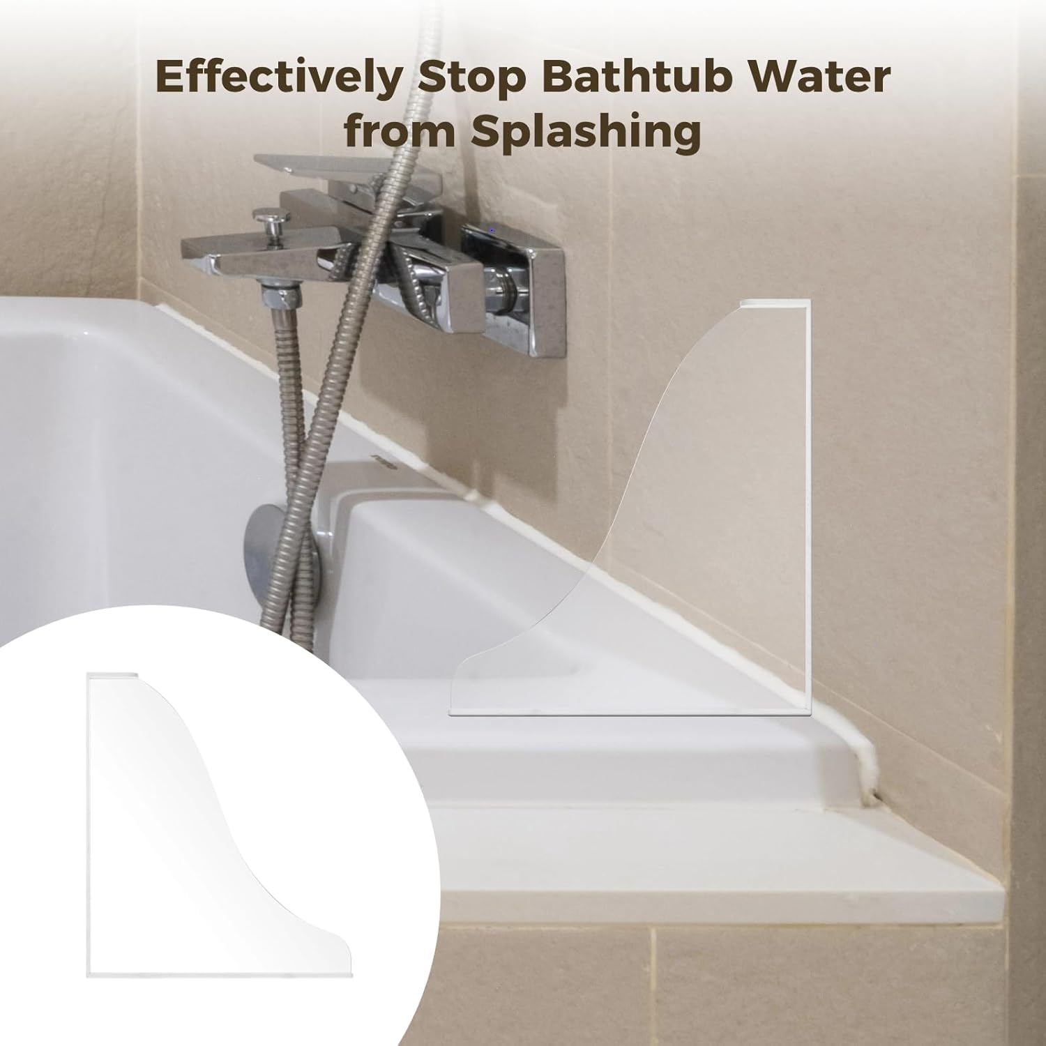 Lnrueg 2PCS Clear Shower Splash Guards with Adhesive Tape