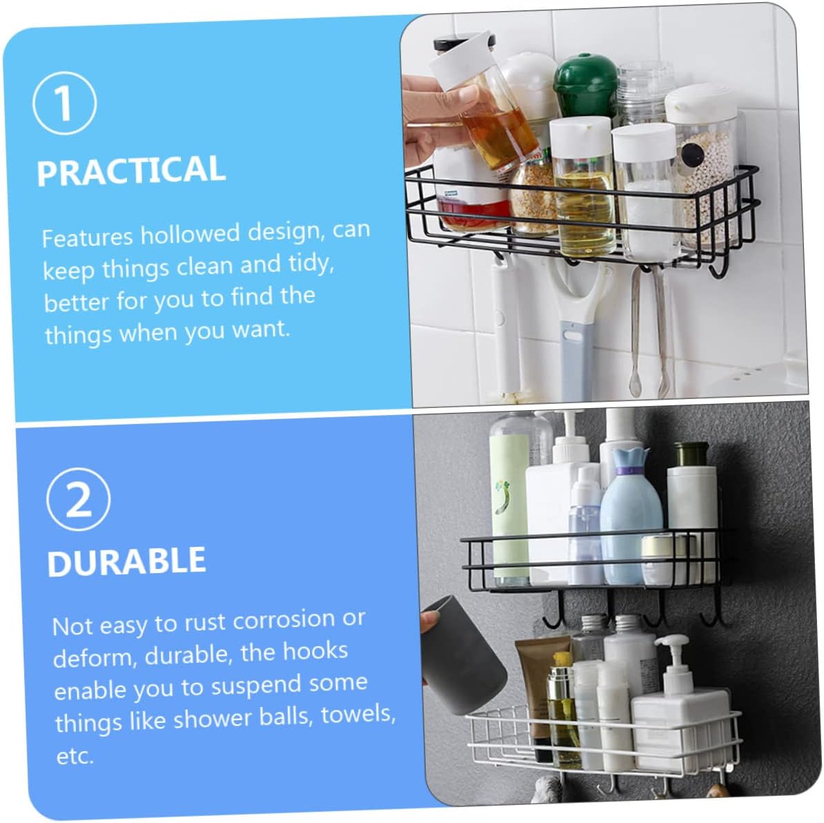 LIFKICH Iron Wall Mounted Shower Organizer Shelf