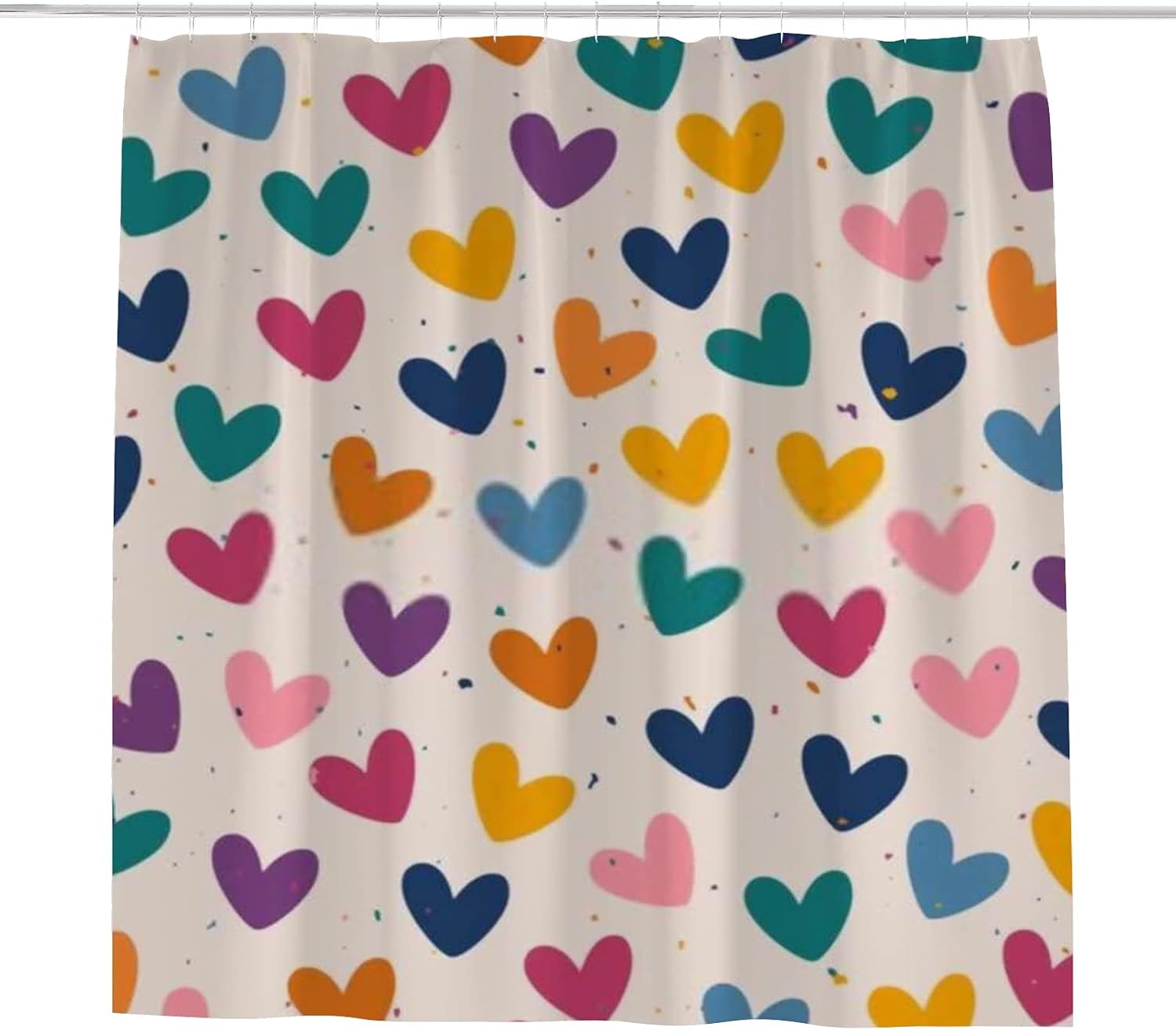 Hapuxt Heart Design Waterproof Shower Curtain with 12 Hooks