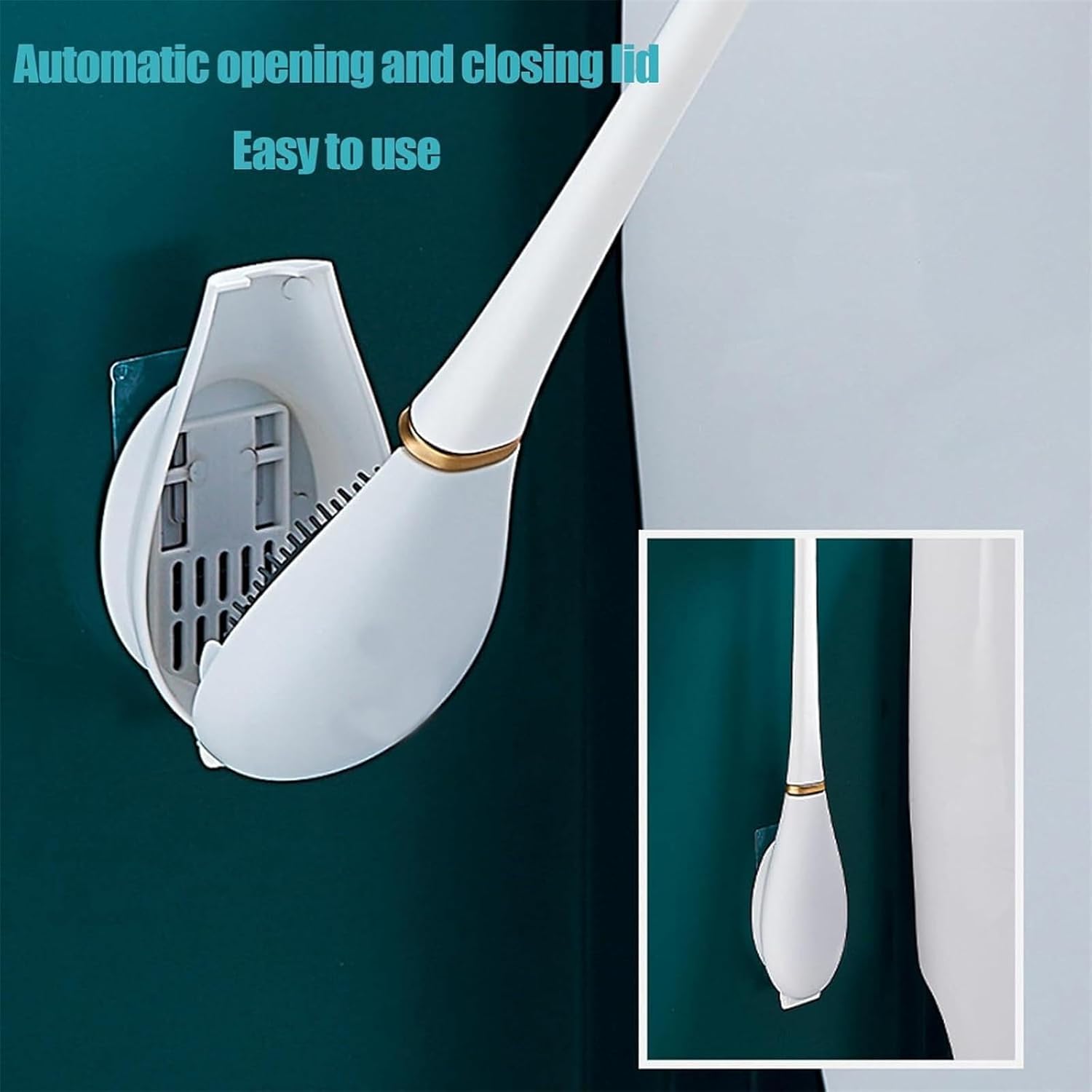 Silicone Toilet Brush and Holder Set Discreet Durable