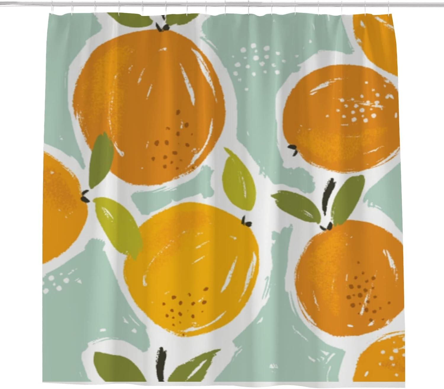 ZHIMI Hand Painted Orange Shower Curtain with 12 Hooks 60x72in
