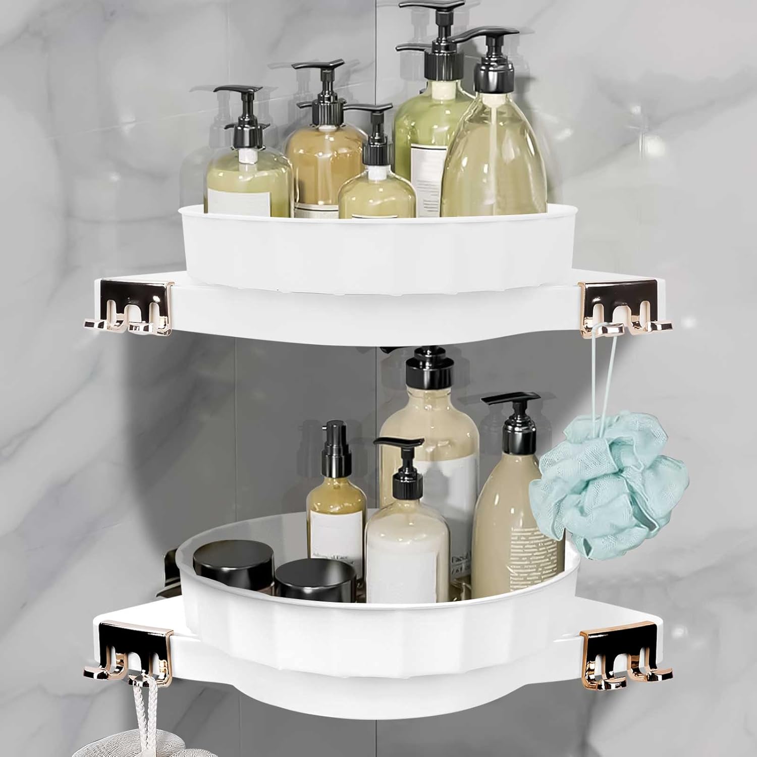 360 Rotating Bathroom Storage Rack with Corner Design 1