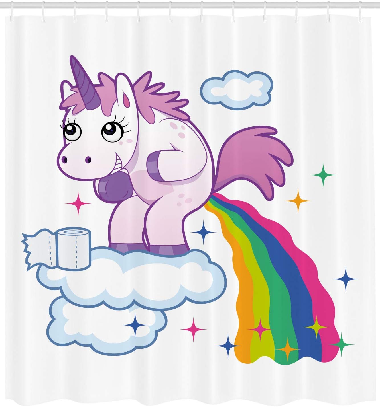 Ambesonne Unicorn Poop Rainbow Shower Curtain Set