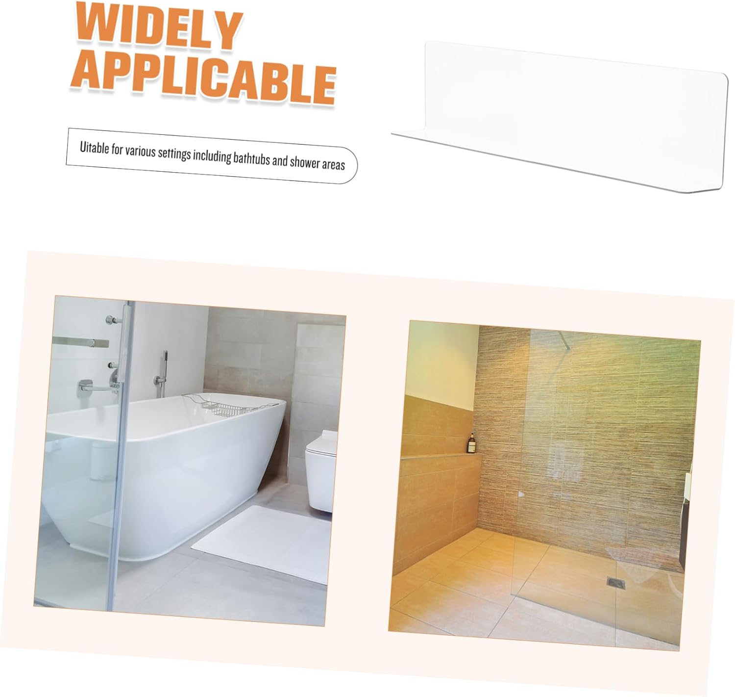 Wakauto Bathtub Corner Water Guard Splash Baffle PVC
