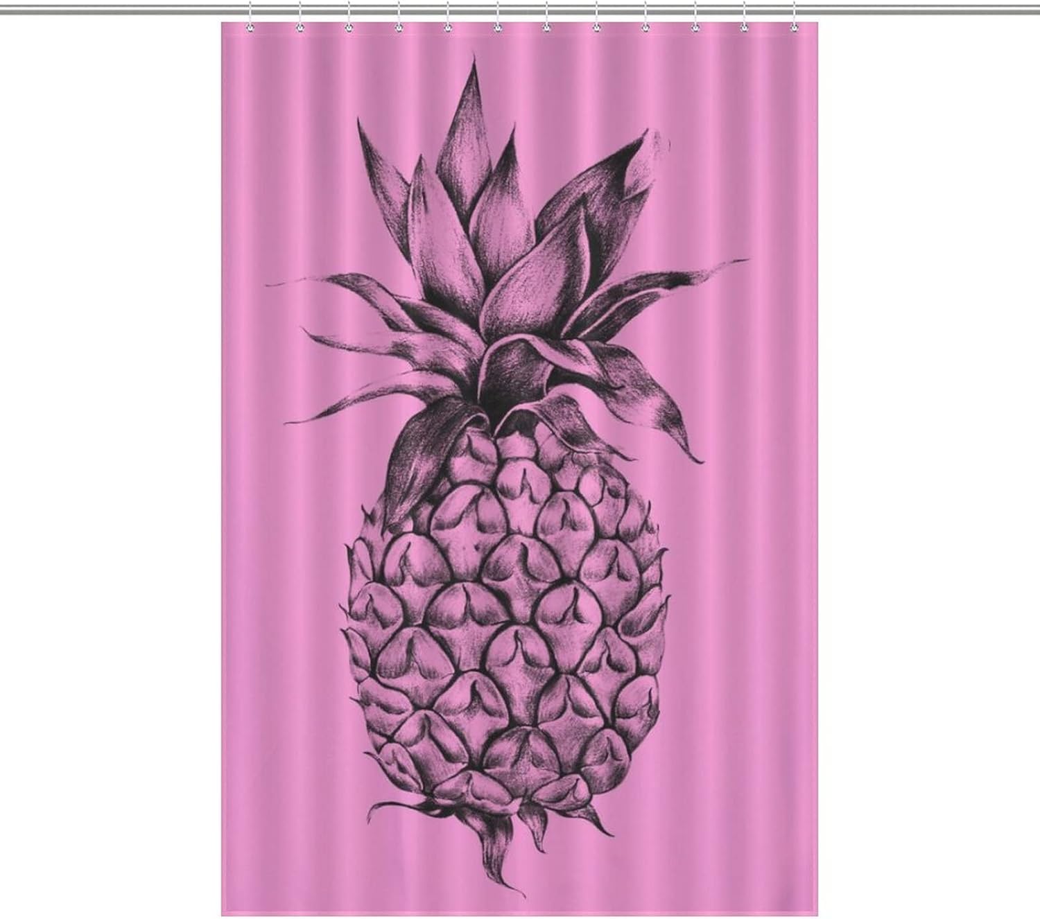 Summer Fruit Pineapple Bath Curtain with 12 Hooks 1