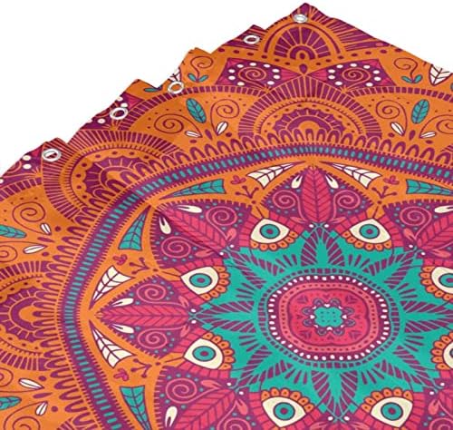 ZhiRain Mandala Shower Curtain Set with 12 Hooks 72x72inch Orange