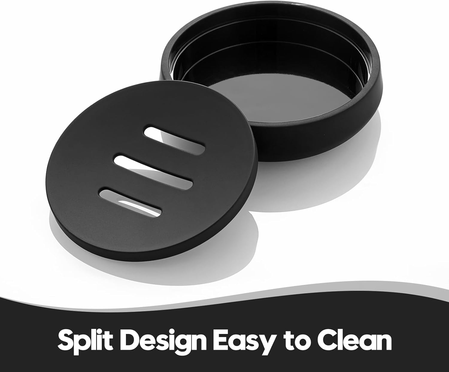 Matte Black Round Soap Dish Dual Layer Bathroom Kitchen