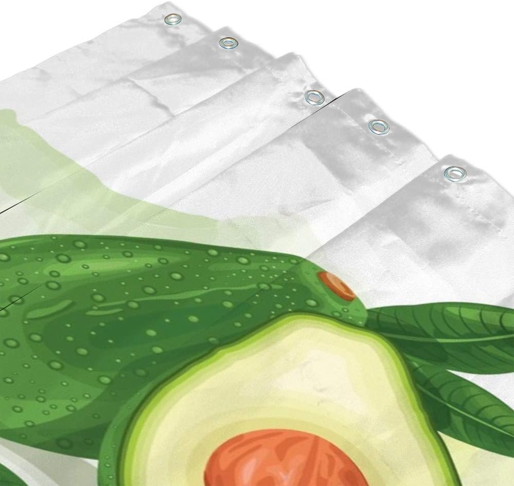 Waterproof Shower Curtain with Hooks Avocado Green Design