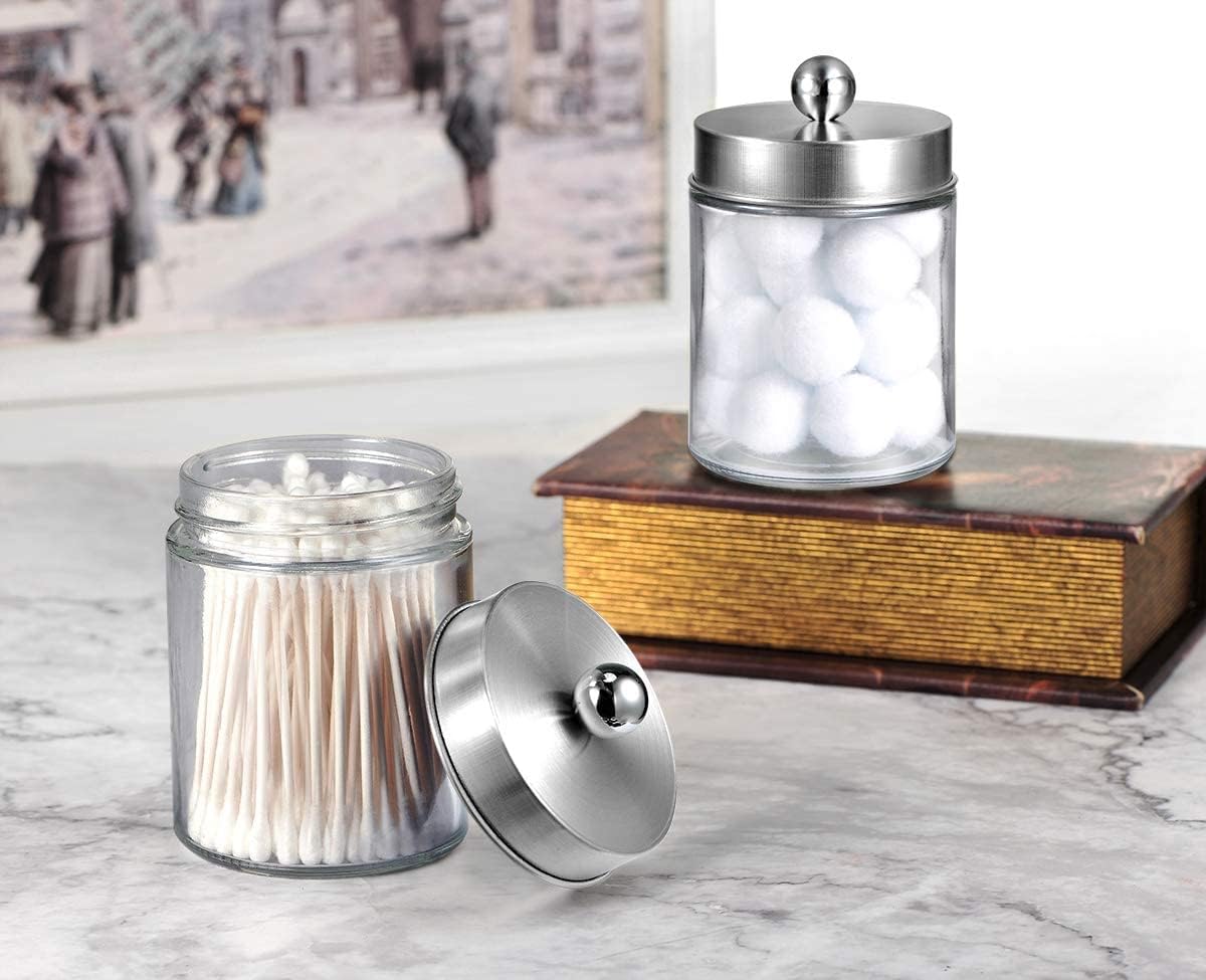Amolliar Apothecary Jars Vanity Organizer - Brushed Nickel