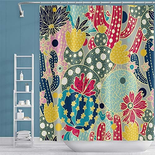 OERJU 60x72in Tropical Pattern Shower Curtain Set with Hooks
