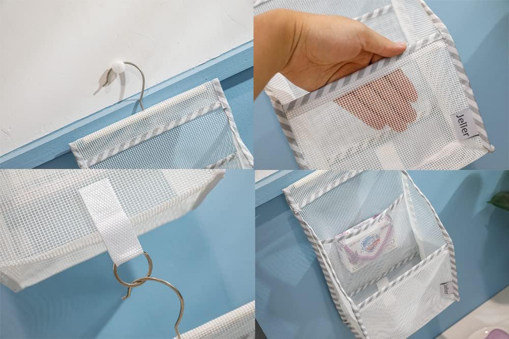 Jelier Hanging Mesh Shower Caddy with Connectable Design White