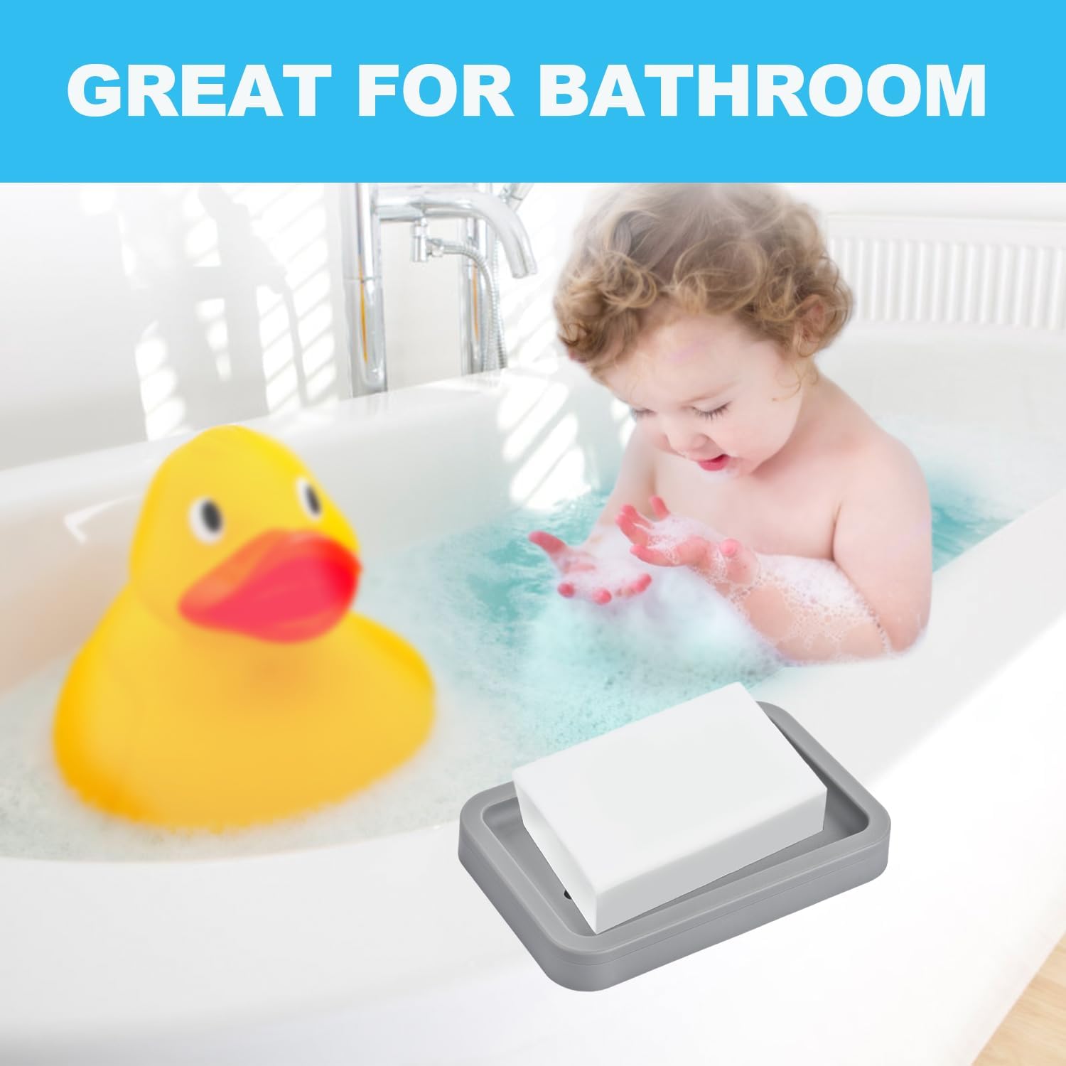 Mcyye 2PCS Grey Soap Holders Self Draining Bathroom Sink and Shower Accessories