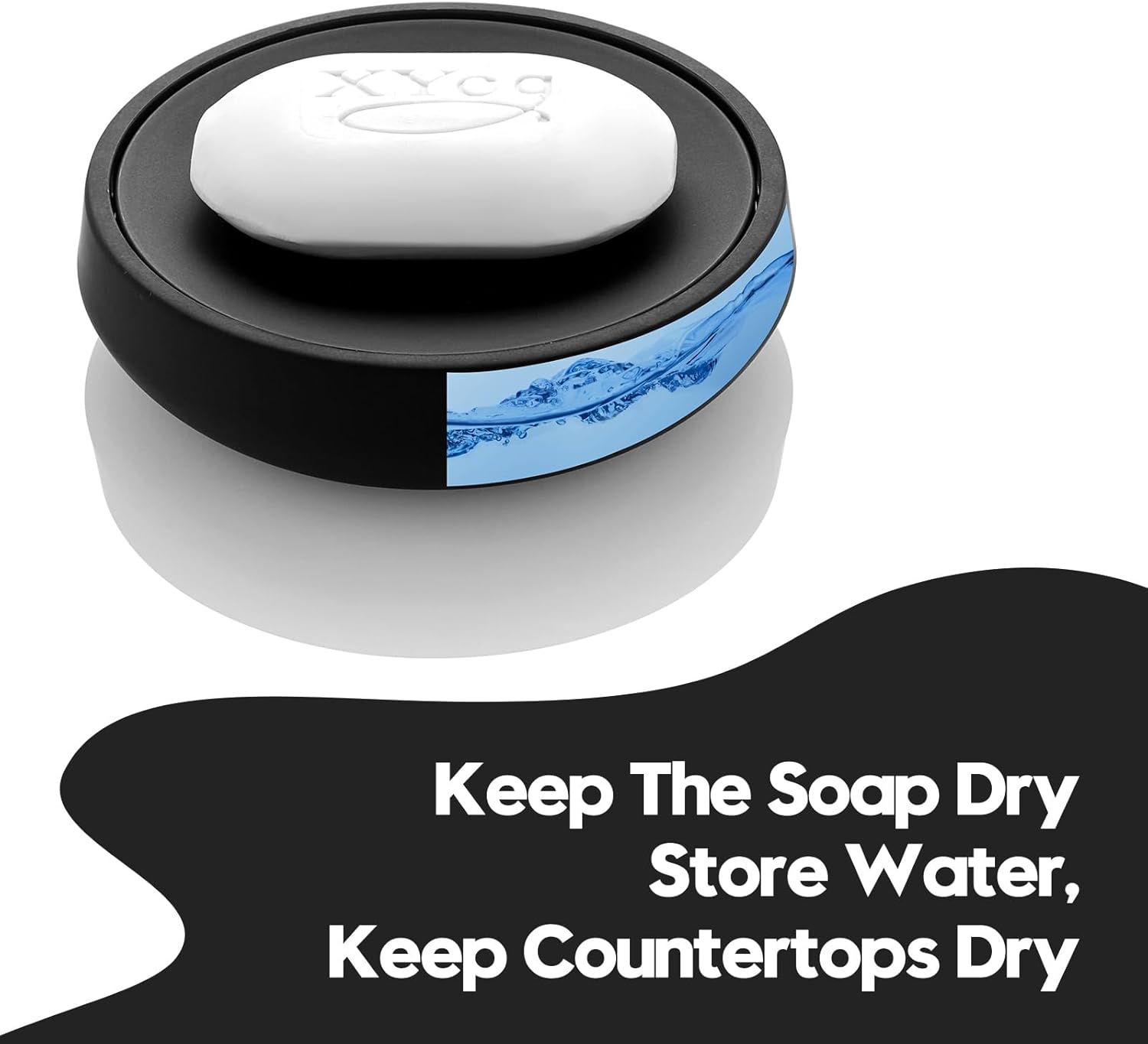 Matte Black Round Soap Dish Dual Layer Bathroom Kitchen